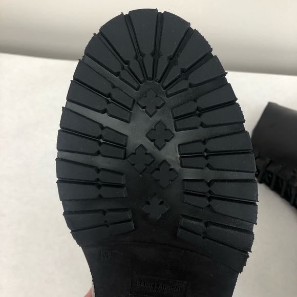 Saint Laurent Black Leather Combat Boots 38 - Picture 10 of 16